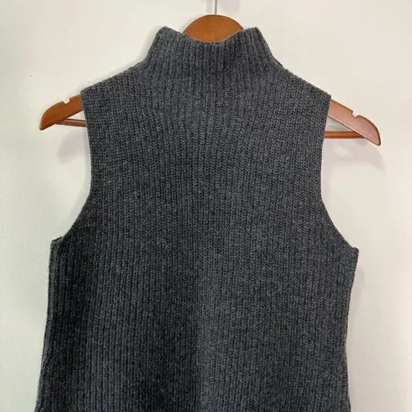 Theory Embree Charmant Mock-Neck Sleeveless Sweater in Dark Charcoal - Picture 5 of 10